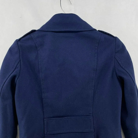 H&M Divided Pea Coat Women Sz 6 Navy Blue Collared Double Breasted Button Pocket - Picture 8 of 12